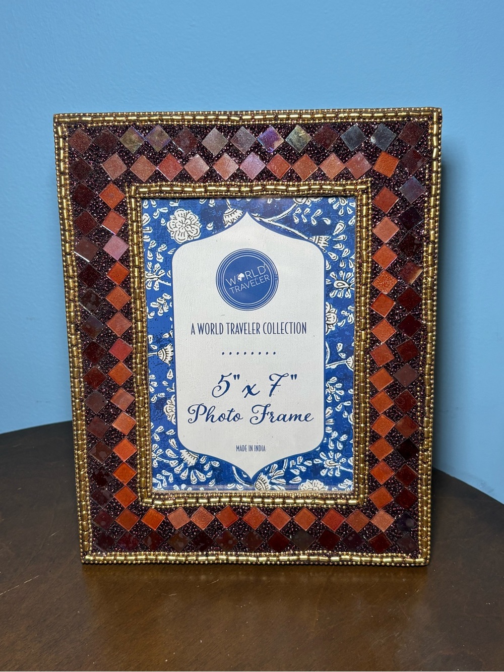 Cost Plus World Market Mosaic Photo Frame - Brown, Orange & Gold